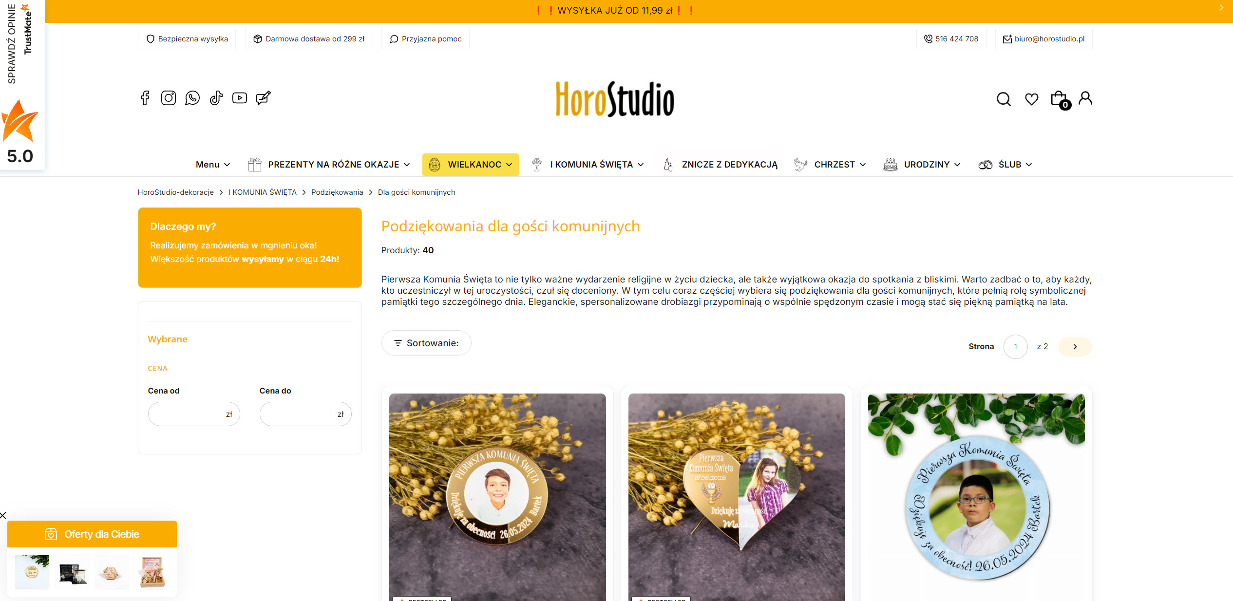 Personalizowane podziękowania dla gości komunijnych - drobny upominek ma dziś znaczenie